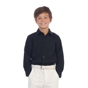 Boys Long Sleeve Black Dress Shirt Size 18 Single Stitch New Free Shipping